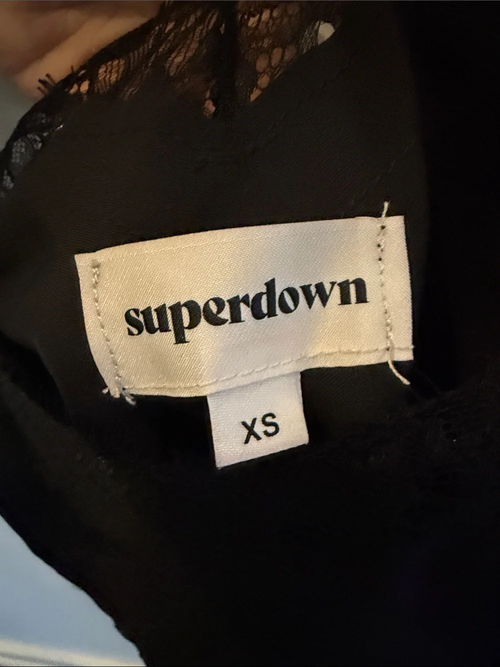 superdown Black Satin Lace-Trim Slip Dress